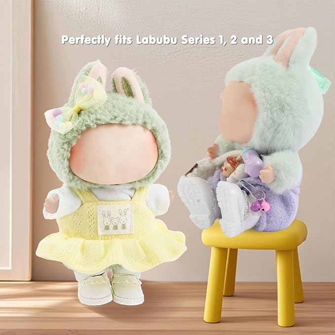 Premium Doll Shoes for Lububu, Cute Doll Shoes for 4-7in Dolls, Ideal for Lububu Outfits(White Leather Shoes)