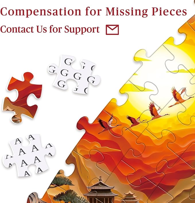 Round Jigsaw Puzzle 1000 Pieces - 3D Paper-Cut Style Golden Sunset - 26.6" Circular Challenge, Oriental Crane Landscape, Mindful Stress Relief Gift