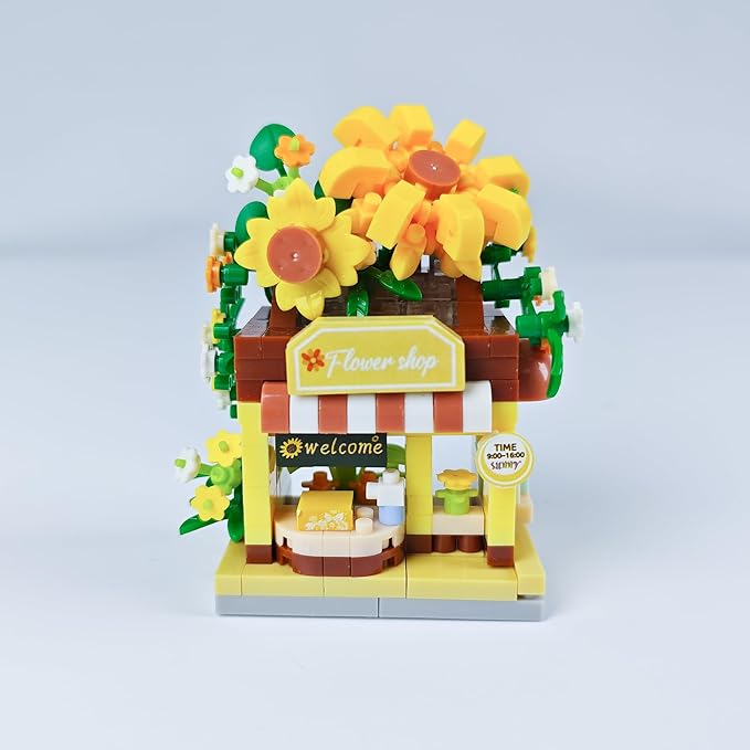 Sunflowers Mini Flower Shop Building Toy Street City Store View Micro House Toys Festival Blocks Set for Home Decor Gifts
