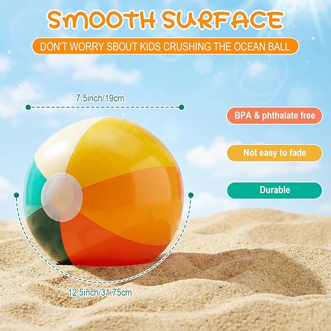 12 Pcs Orange Green Inflatable Beach Balls Bulk for Kid Pastel Jumbo Big Beach Balls Baby Shower Birthday Summer Swimming Party Decorations Favor Water Games(12 Inch)