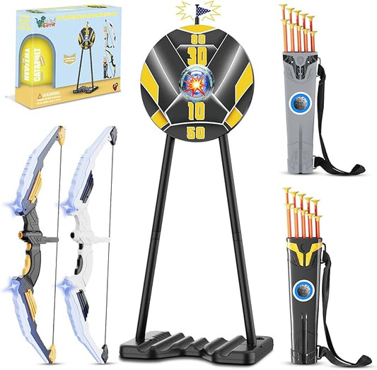 2 Pack Bow and Arrow for Kids, LED Light Up Archery Set with 20 Suction Cup Arrows&2 Quivers Indoor Outdoor Games for Kids Ages 4-8 8-12 Birthday Gifts Toys for 5 6 7 8 9 10 11 12 Year Old Boys Girls