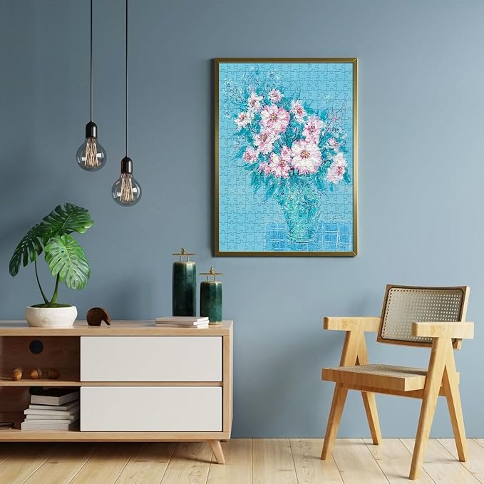Puzzles for Adults 500 Pieces, Jigsaw Puzzle for Adults, Fun Challenging Family Puzzle, Soft Blue Flower Puzzles Game, Interlock Perfectly No Dust, Gifts for Easter Parents Father's Day