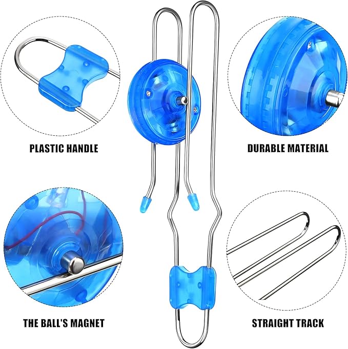 Gejoy 4 Pcs Magic Rail Twirler Easter Kids Retro Toys Light up Magnetic Gyro Wheels Toy Gyroscope Rail Game Classic Vintage Gravity Sensory Toy Gift for Boy Girl(Straight Line Style,Red, Blue, Green)