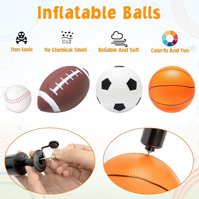 PARENTSWELL 8 Pcs Balls for Toddlers 1-3 Age, Kids Ball Toys Set (Football, Basketball, Soccer, Baseball) Baby Balls for Outside Playground, Boys Girls