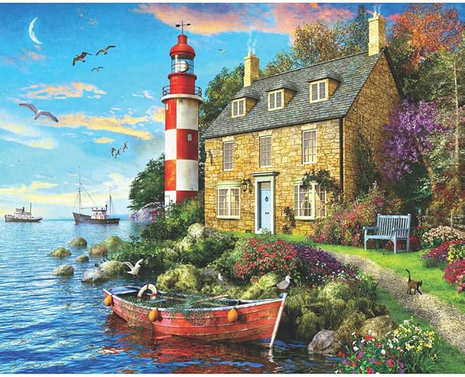 Springbok's 1000 Piece Jigsaw Puzzle The Cottage Lighthouse - Made in USA