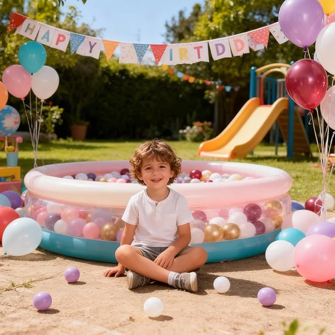GOGOSO Ball Pit Balls for Toddler, Baby Plastic Playballs Kids Soft Pastel Pelotas Non-Toxic BPA-Free,Pink+Gold+White+red+Purple,100 Balls