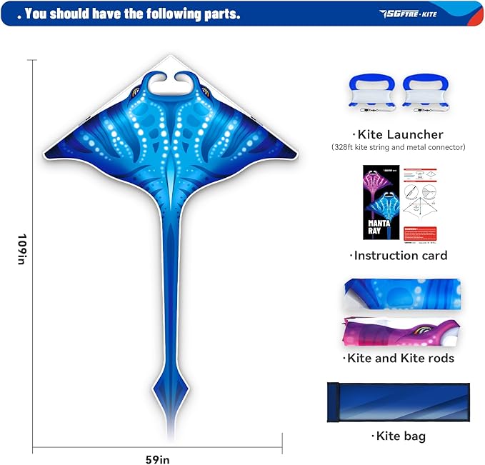3 Piece Set Butterfly Delta Octopus Kites for Kids and Adults，Easy to Fly for Outdoor Adults Children Line Kite for Kids Toy (Manta Ray 2-Piece Set(Blue,Pink), 2)