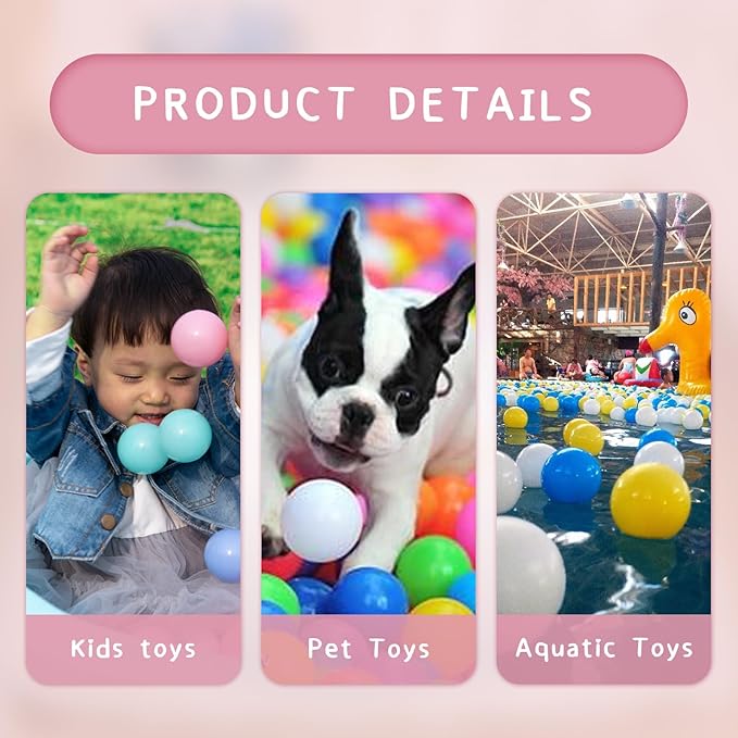 Ball Pit Balls for Kids & Dogs Cats Pack of 100 200 500- BPA Free, Crush Proof Plastic Balls for Ball Pit, Tent, Playhouse, Children's Toy Balls for Party, Macaron Ocean Balls 2.15 Inch