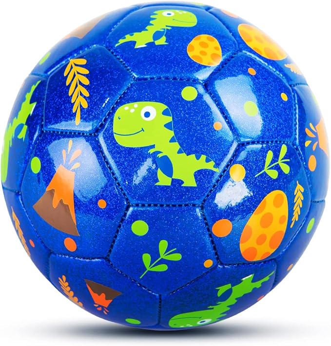 Soccer Ball Size 2 Size 3 Size 4 For Toddlers Kids Ages 1-3 3-8 8-12 - Glitter Unicorn Dinosaur Design - Sports & Outdoors Ball with Pump Deflated - Gift for Girls Boys Children Youth School Birthday