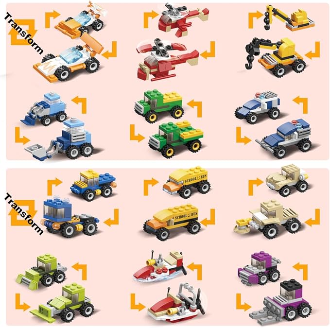 UMEELR 12Pcs Pre Filled Easter Eggs with Vehicles Building Blocks, Egg Surprise Toy for Easter Hunt, Easter Basket Stuffers