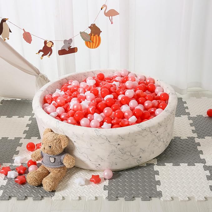 STARBOLO Star Ball Pit Balls for Toddlers- 500 Pieces Bulk Pack Crush Proof Plastic Toy Balls for Toddler Ball Pits, Ballpit Play Tent, Baby Pool Water Toys, Christmas Party Decoration, Photo Props