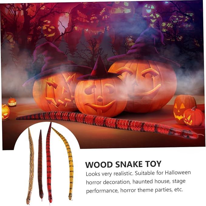 BESTonZON 8Pcs Flexible Wooden Snake Halloween Themed Decor for Spooky Parties Realistic Jointed Design for Interactive Fun and Scary Atmosphere