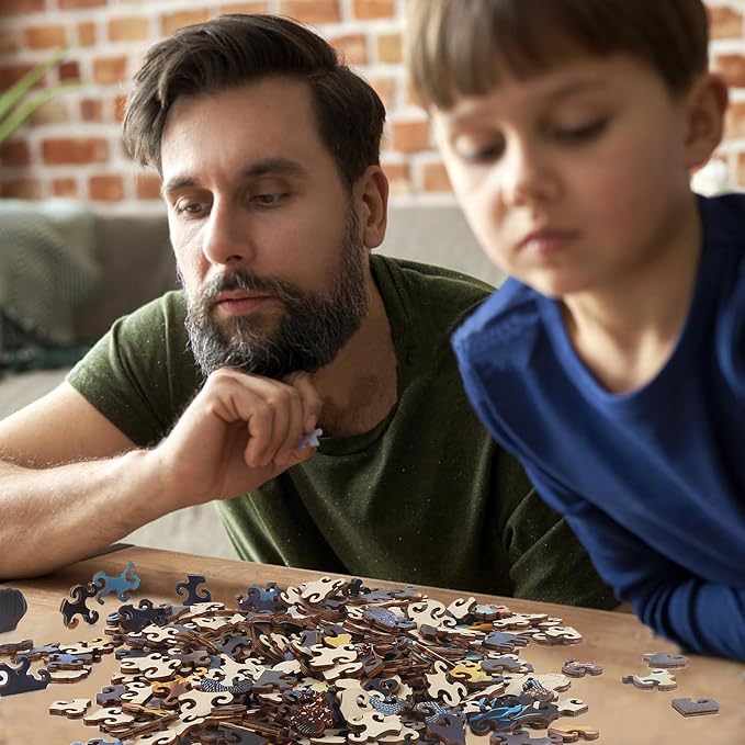 Wooden Puzzle for Adults, 248 Piece Unique Animal Shaped Jigsaw Puzzles, Family Game Gift for Adults and Teenagers (11.2 * 11.2in)