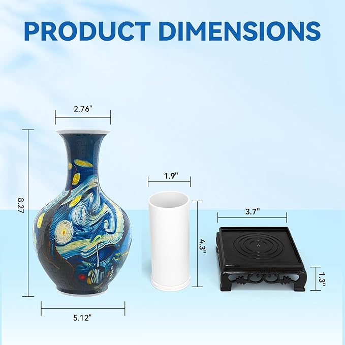 3D Puzzles Vase for Adults, Crafts for Adults, 164 Pieces Plastic DIY Unique Flower Vase with LED Light House Warming Gift Birthday Gifts for Flower Arrangements and Home Decor