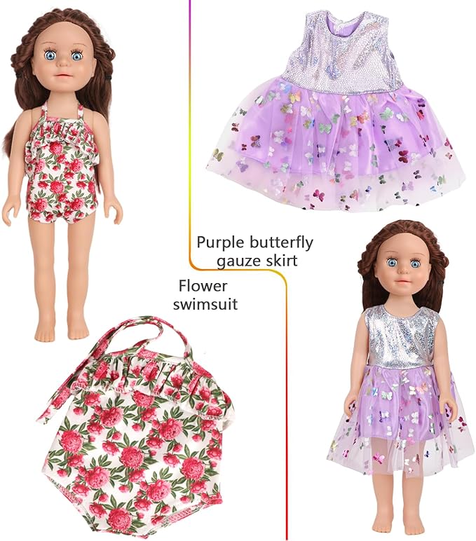 10 Sets of 18 Inch American Doll Clothes, Including 10 of Doll Clothing Dress Outfits for American Dolls, Birthday Gifts for Kids
