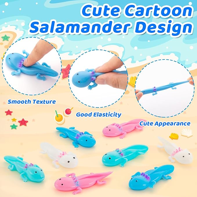 20Pcs Axolotl Party Favors, 4 Colors Axolotl Rubber Toy, Axolotls Toy for Gifts, Christmas Finger Slingshot Novelty Toys, Axolotls Party Decorations for Novelty Toys and Amusements