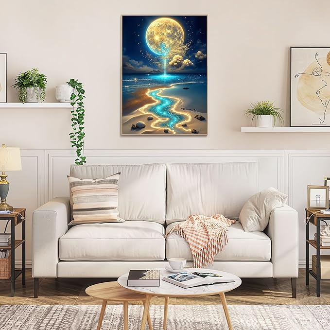 1000 Piece Jigsaw Puzzle for Adults - Magical Moonlit Beach Landscape Puzzle, Back with Letters for Easy Sorting, Ideal for Home Decor & Puzzle Lover Gifts