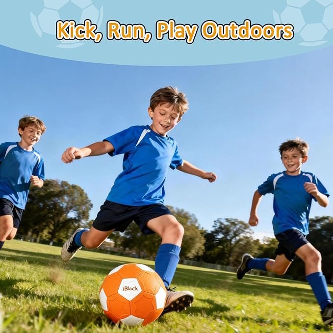Curve Soccer Ball for Kids Size 4, Swerve Soft Soccer Ball for Boys and Girls, Indoor and Outdoor Activities Games, Safe Kick Play in Inside House, Backyard and Lawn, Comes with Pump
