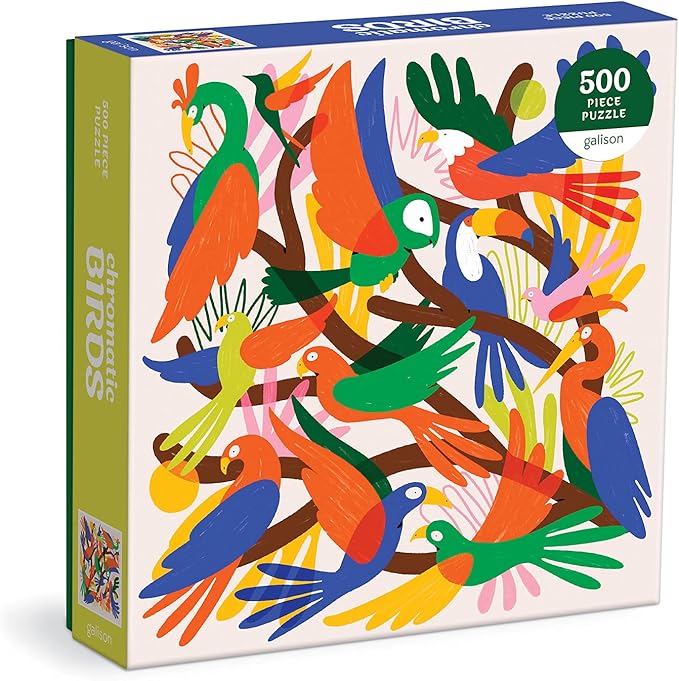 Galison Chromatic Birds 500 Piece Puzzle from Galison - Fun and Challenging Puzzle for Adults, Colorful Modern Illustrations of Birds, Thick and Sturdy Pieces, Great Gift Idea