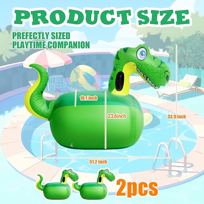 Hiboom 2 Pcs Giant Inflatable Hopping Toys 51 Inch Bouncer Animal Toys Ride on Animal Bouncy on Hopping Hopper Toy for Birthday Party Gifts Supplies(Dinosaur)