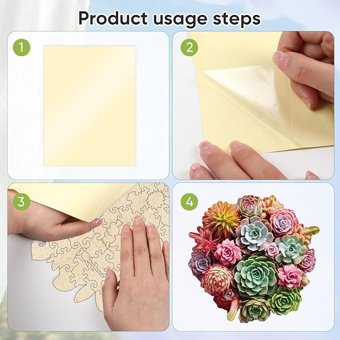 Delobil Succulent Bouquet Wooden Puzzles for Adults, 200 Pieces Mandala Round Jigsaw Puzzles, Medium Size Unique Shaped Wood Puzzle Gift for Kids, Family Game 11.2'' x 10.9''