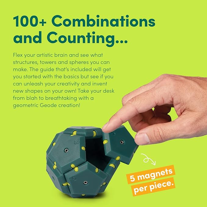 Speks Geode Magnetic Fidget Toy | Sensory Desk Toy for Adults & Teens 14+ | Stress Relief Gift | Sphere, Monstera