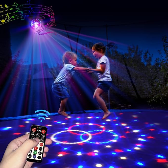 Trampoline LED Lights with Music, 9 Colors, Remote Control - Syncs up to 16FT, 15FT, 14FT, 12FT, 10FT Trampoline Accessories for Kids & Adults