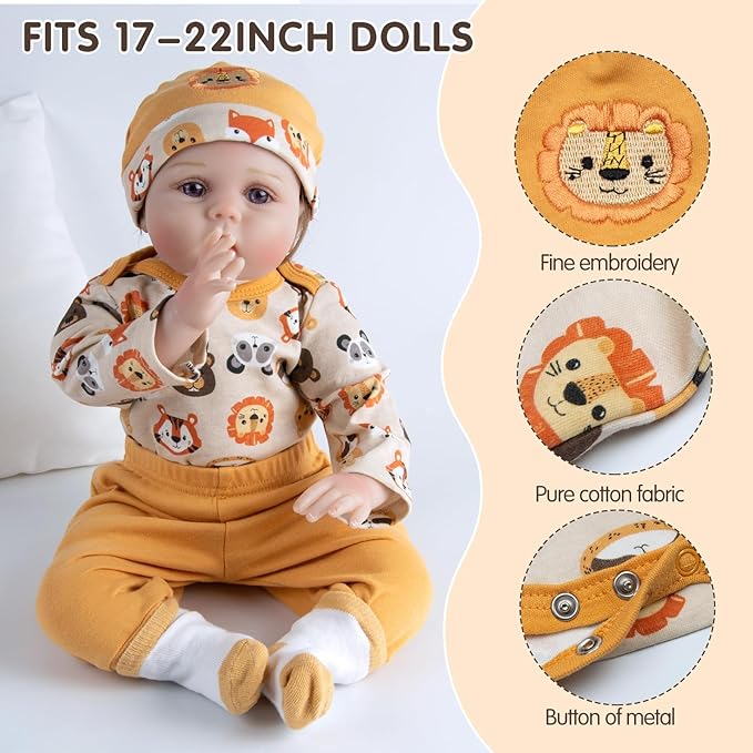 12 Pcs Reborn Baby Doll Clothes Boy for 17-22 Inch Babydolls Reborn Dolls Accessories Newborn Baby Clothes Set with Backpack