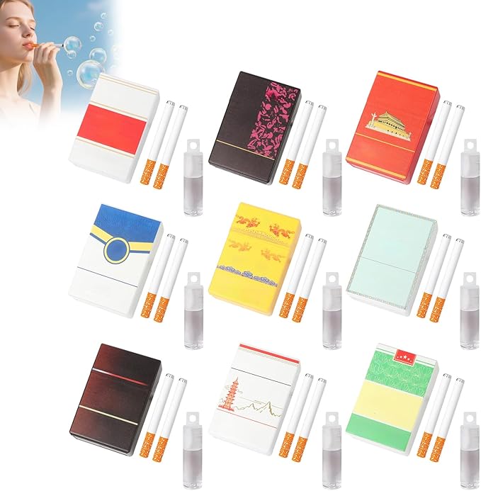 2 Pcs Bubble Blower Toy Bubbles Makers Pack,Fake Blowing Sticks with Liquid,Outdoor Bubble Makers Relaxation Toys,Funny Mini Bubble Box Games Birthday Party Gift for Men Women (1 Pc-D)