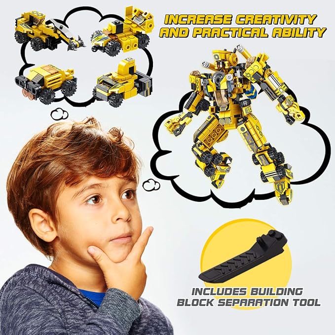 Robot Building Toys for 6 7 8 9 10 11 12 13 14 Years Old Kids | 25-in-1 Construction Blocks Sets for Robot or Trucks, Christmas Birthday Gifts for Age 6-8 7-9 8-14 yrs Boys