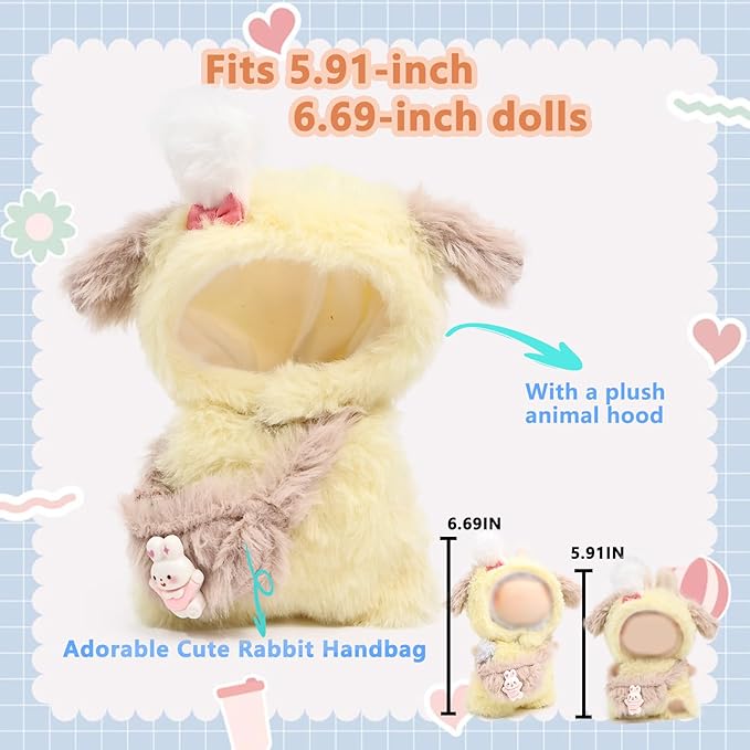 Clothes for labubu 17cm Accessories Suit Cute Clothes for Doll Dress up Animal Style Outfits (NO Doll)（Rabbit）
