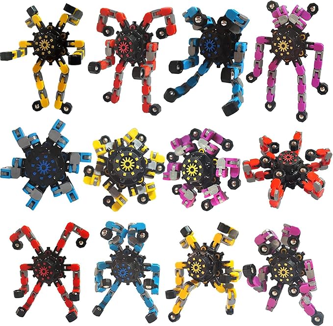 30pcs Random Fidget Spinners,DIY Deformable Robot Fingertip Toys,Decompression Spinner,Deformable Creative Mechanical Gyro Toys,Stress Relief Mechanical Chain Toy for Kids Adults，Party Supplies