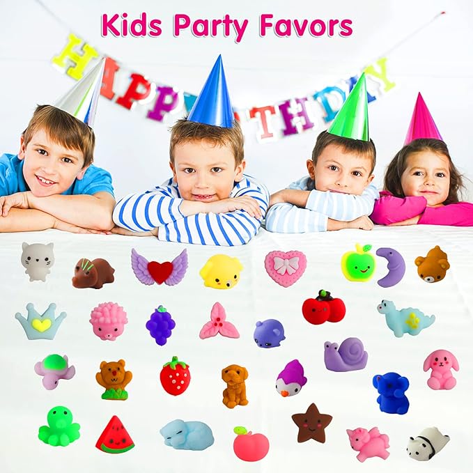 100 Pcs Kawaii Squishies Party Favors for Kids 4-8-12, Mochi Squishy Toys Treasure Box Toys for Classroom Prizes,Stress Relief Fidget Toys Birthday Gift for Boys Girls Goodie Bag Pinata Stuffers