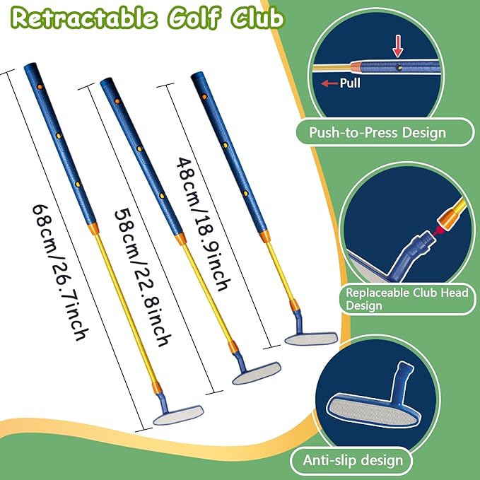 Kids Golf Set with Club - 16Pcs Kids Toy Golf Games Set, Mini Games Toddler Golf Set, Sports Outdoor Indoor Toys, Birthday for Girls Boys