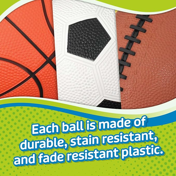 Toysmith Get Outside GO! Pro-Ball Set (Pack of 3) – Small Toddler Sports Balls for Ages 3+ – Includes 5″ Soccer, 6.5″ Football & 5″ Basketball – Indoor or Outdoor Play, Backyard Toy & Gift for Kids