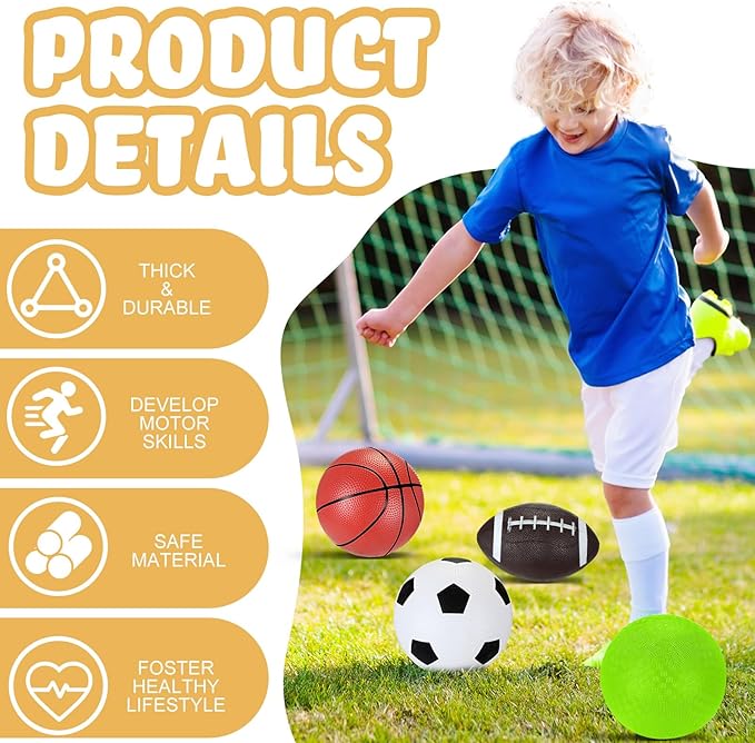 Operation Christmas Balls Bulk with Pump for Kids 5" Deflated Soccer Basketball Football 6.3" Playground Balls Christian Charity Donation Supplies for Toddlers Indoor Outdoor