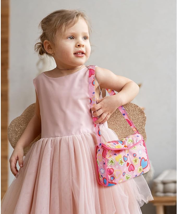 BABESIDE 5 Pcs Baby Diaper Bag Set with Magic Bottles, Baby Doll Accessories Includes Changing Mat, Diapers and Bottle with Disappearing Milk for 12-16 inches Dolls Kids Gift