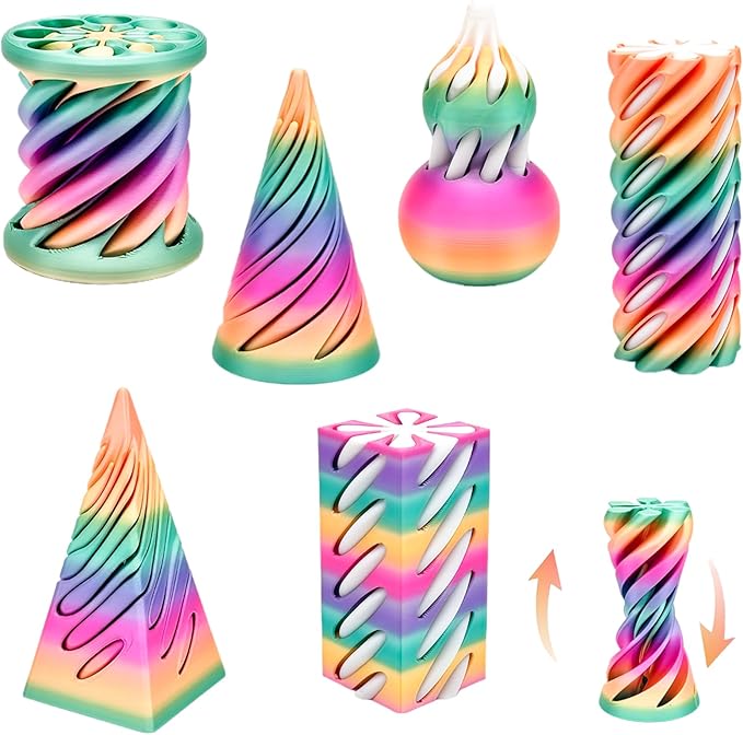 Easter Gifts for Kids 6 Packs Impossible Cone,Spiral Cone Fidget Toy Impossible Pyramid Passthrough Toy,3D Printed Spiral Cone Fidget Toy,Mini Vortex Thread Illusion Desktop Deco Souvenir Gift