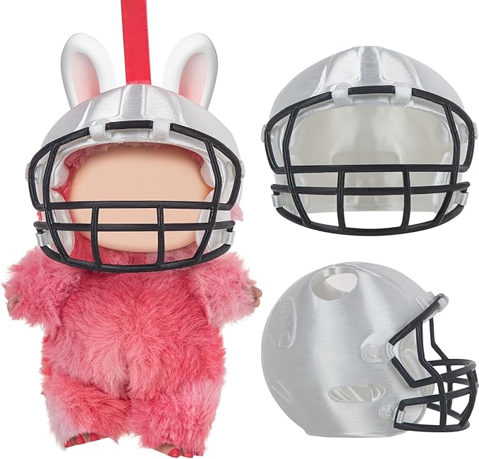 3D Printed Football Helmet Used for Labubu Doll Stuff,Compatible with Labubu Outfit 17cm Doll Clothes and Accessories Designer(White)