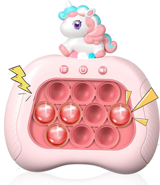 Unicorn Pop Push Game Toy ,Unicorn Quick Fast Push Puzzle Handheld Game Light up Fidget Toy,Funny Pop Bubble Sensory Toys,Unicorn Birthday Gifts for Kids Ages 3-12 with Autism