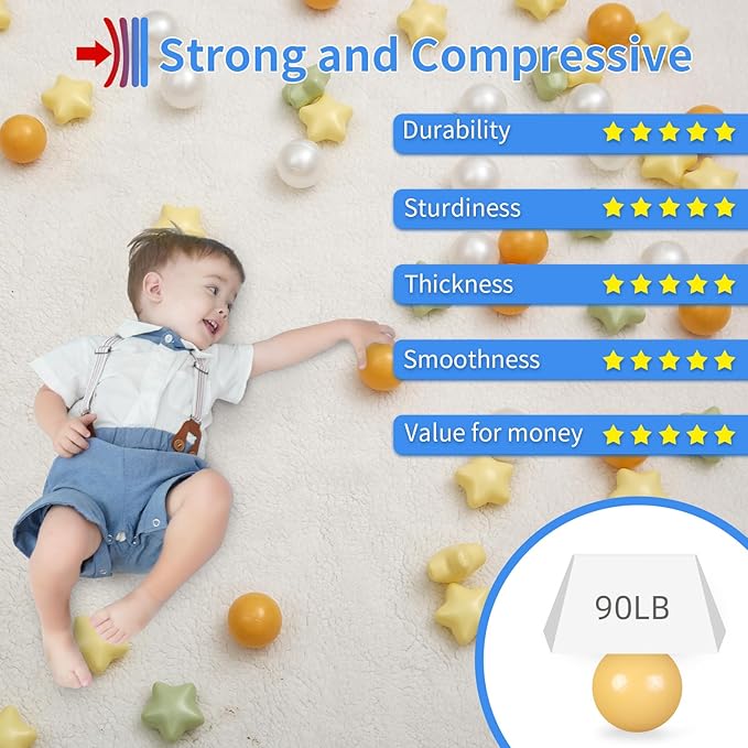 STARBOLO Star Ball Pit Balls for Toddlers- 100Pcs Crush Proof Plastic Toy Balls for Toddler Ball Pit, Ball Pit Play Tent, Baby Pool Water Toys, Kiddie Pool, Party Decoration, Photo Props.