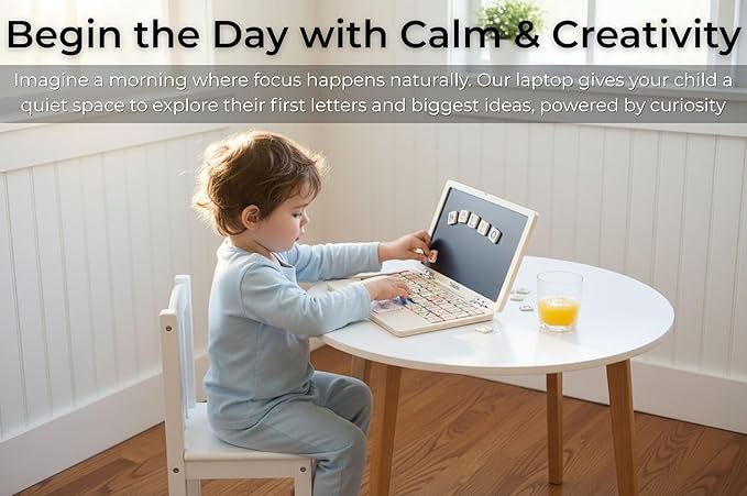 Montessori Toys 4 Year Old Girl Birthday Gifts 11.8" Floral Laptop, Homeschool Essentials, Educational Learning Pretend Play, Toddlers Toys, Customized Flashcards Learning