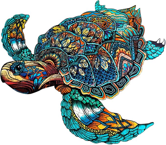 Jigfoxy Wooden Puzzles for Adults, Sea Turtle Wooden Jigsaw Puzzles,Unique Animal Shape Puzzles, Christmas Thanksgiving Gifts for Family Turtle Lover(XL-22.8 * 19.3in-568pcs)