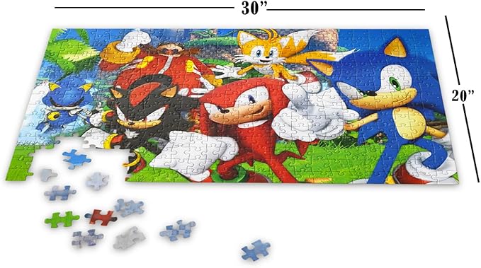 Sonic the Hedgehog Floor Puzzle for Kids Set - Bundle of 72 Piece Sonic Floor Puzzle, Stickers, Tattoos, More | Sonic Jigsaw Puzzles for Kids Ages 5+