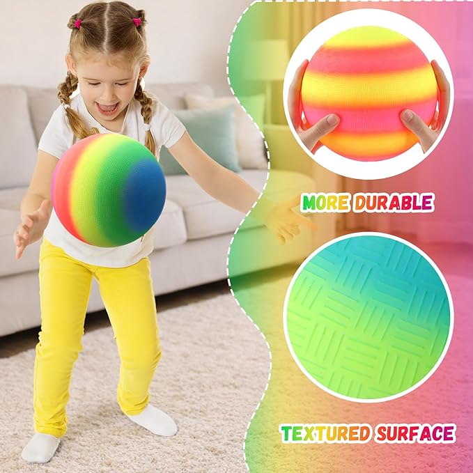 Vinsot 12 Pack 8.5 Inch Playground Balls Kickball Bulk, Bouncy Balls for Kids Inflatable Bouncing Handball with Hand Pump for Indoor Outdoor Games
