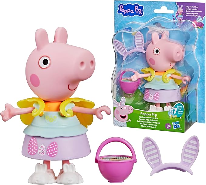 Peppa Pig Springtime Dress-Up Figure with 6 Easy-On Fashion Accessories, 6-Inch Doll, Easter Gift for Kids, Preschool Toys for Girls and Boys 3 and Up