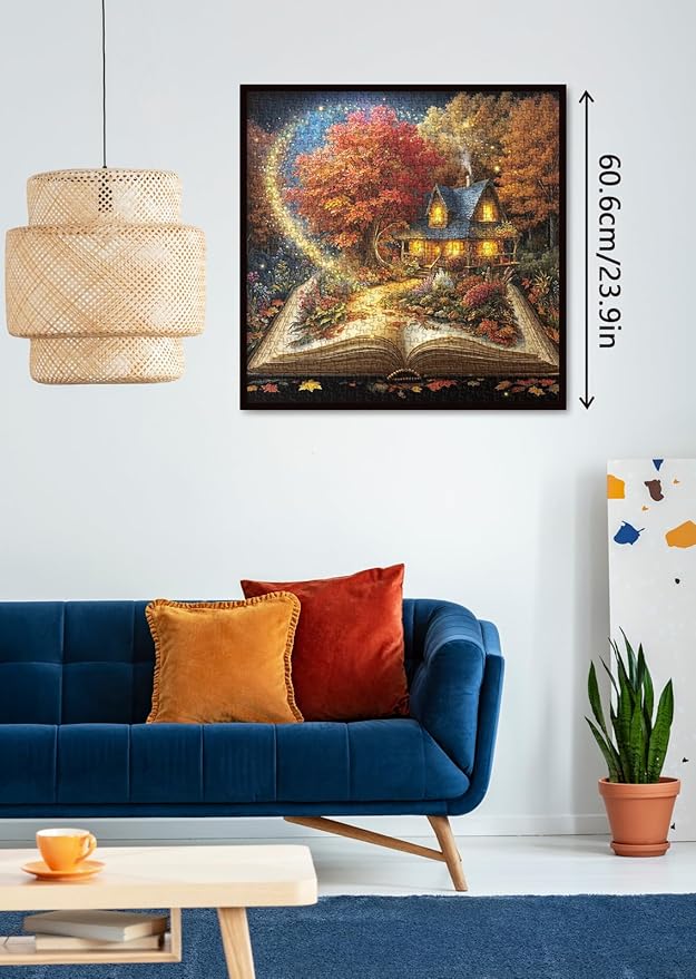Magic Books Fall Scenic Puzzles for Adults 1000 Pieces Nature, Fantasy Flower Autumn Landscape Jigsaw Puzzles, Impossible Challenging Art Puzzle