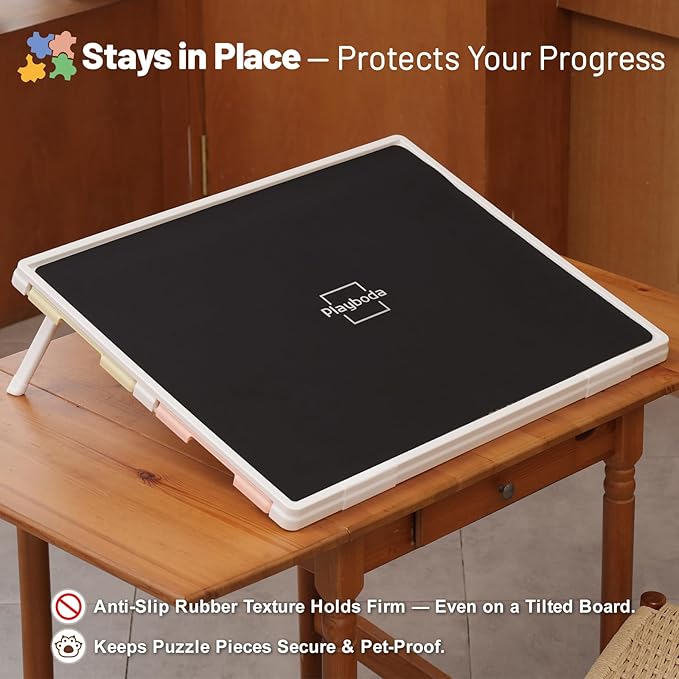 Playboda 1000-Piece Tilting Puzzle Board (30"x22") with 4 Color Drawers and Protective Mat, Adjustable Puzzle Table with Built-in Stand, Ideal Puzzle Gift for Adults