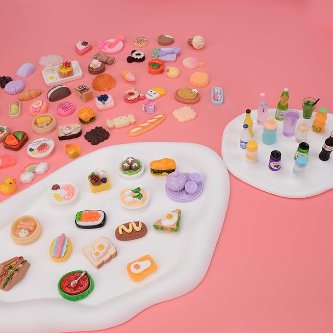 MUYIZI 100Pcs Miniature Foods Mini Food Miniature Doll House Accessories Small Resin Doll Food Dollhouse Food Set for Pretend Play Kitchen