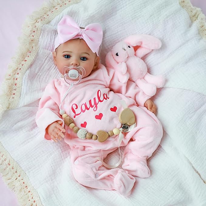 KSBD Realistic Reborn Baby Dolls – 18-Inch Lifelike Newborn Baby Doll with Open Eyes, Poseable Handmade Real Life Baby Doll, Gift Set with Accessories for Kids Ages 3+